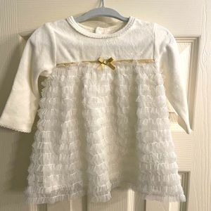 Beautiful baby girl velour and ruffle bottom dress